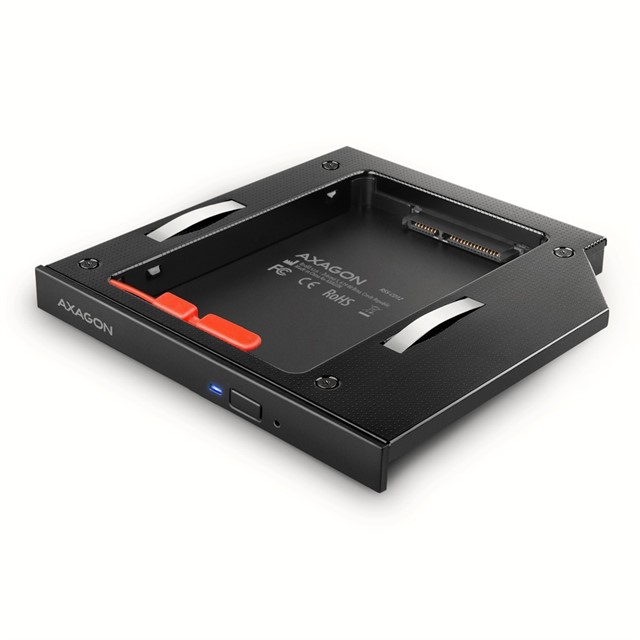Ramka na 2,5 cala SSD-HDD do gniazda DVD, RSS-CD12, 12.7 mm LED aluminium 